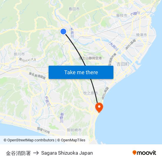 金谷消防署 to Sagara Shizuoka Japan map
