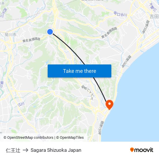 仁王辻 to Sagara Shizuoka Japan map