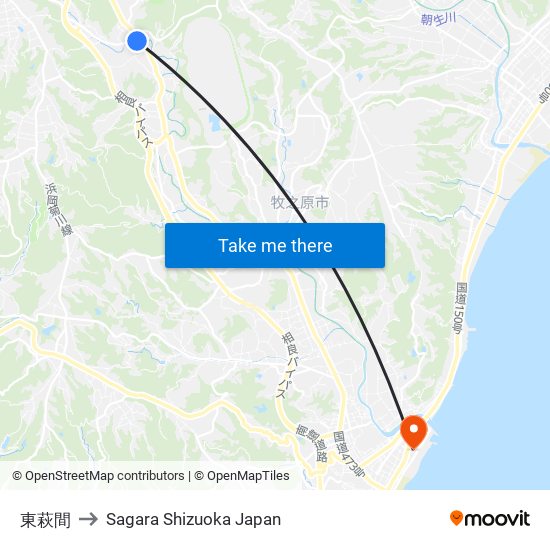 東萩間 to Sagara Shizuoka Japan map