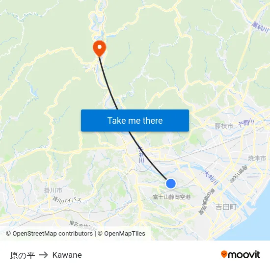原の平 to Kawane map