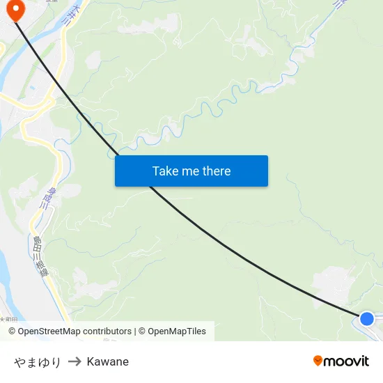 やまゆり to Kawane map