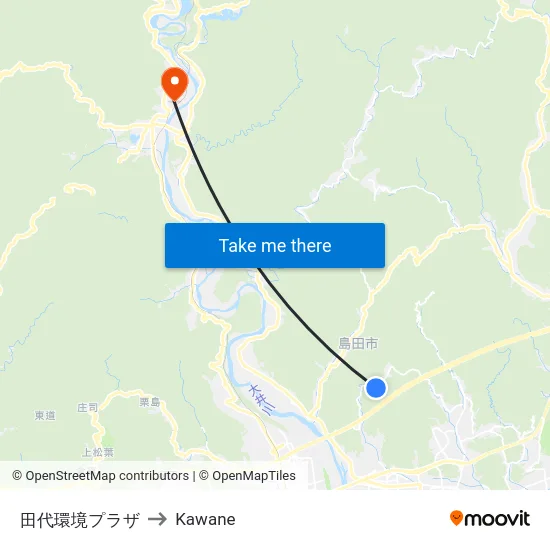 田代環境プラザ to Kawane map