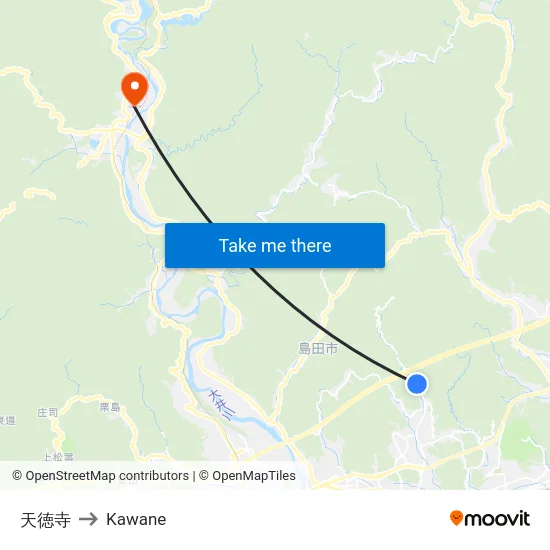 天徳寺 to Kawane map