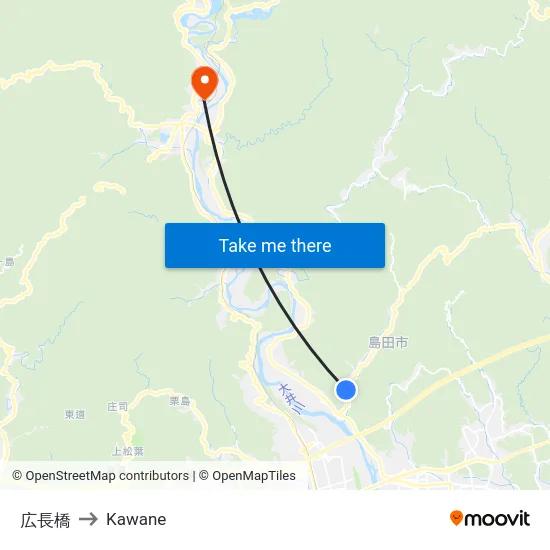 広長橋 to Kawane map