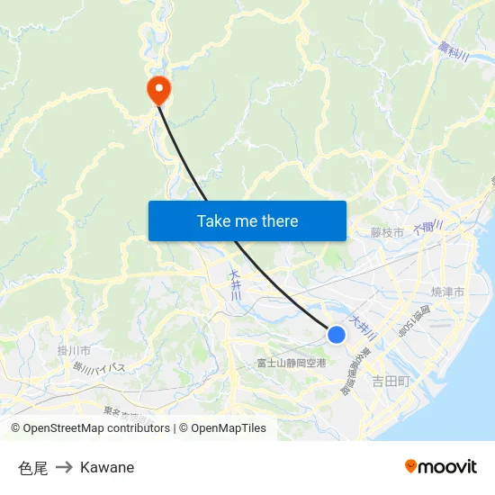 色尾 to Kawane map