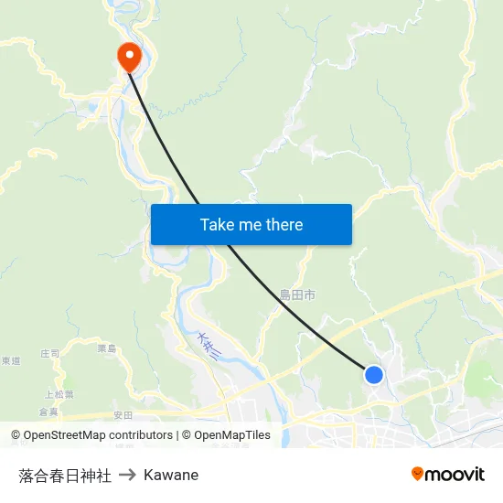 Ochiai Kasuga Shrine to Kawane map