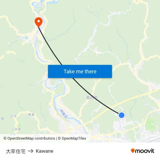 大草住宅 to Kawane map