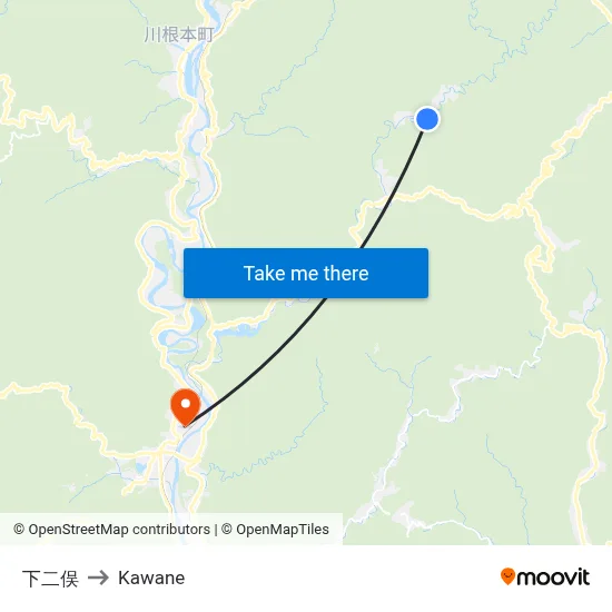 Shimofutamata to Kawane map