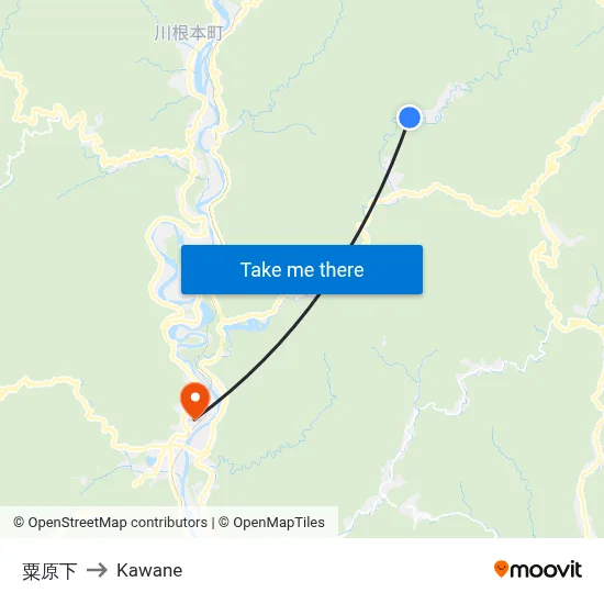 Awahara Lower to Kawane map
