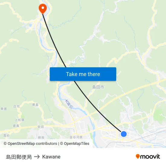 島田郵便局 to Kawane map