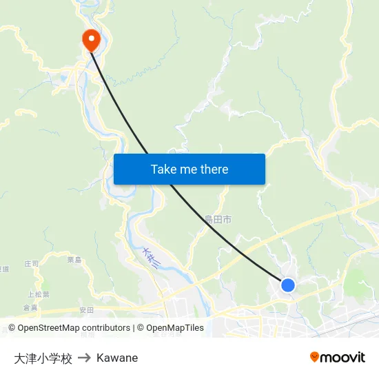 大津小学校 to Kawane map