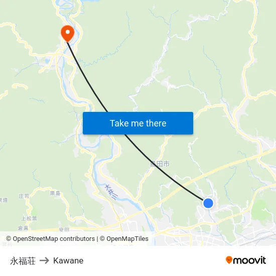 永福荘 to Kawane map