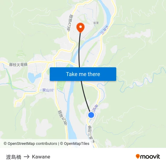 渡島橋 to Kawane map