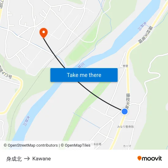 身成北 to Kawane map