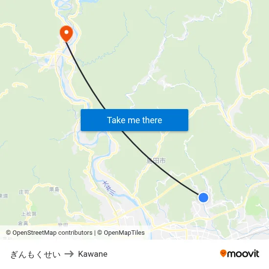Ginmokusei to Kawane map