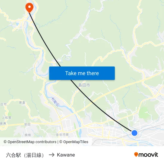 六合駅（湯日線） to Kawane map