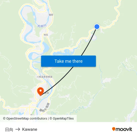 日向 to Kawane map
