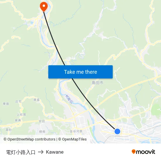 電灯小路入口 to Kawane map