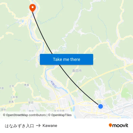 はなみずき入口 to Kawane map