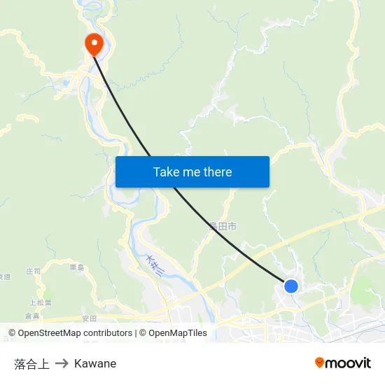 落合上 to Kawane map