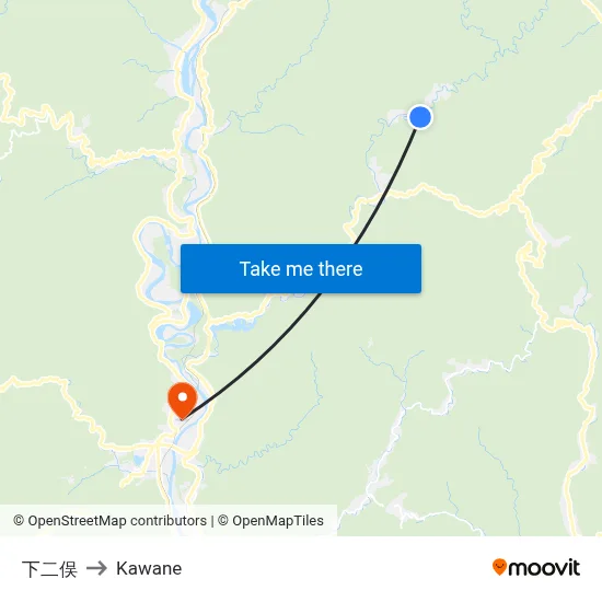 下二俣 to Kawane map