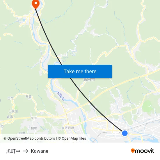 旭町中 to Kawane map