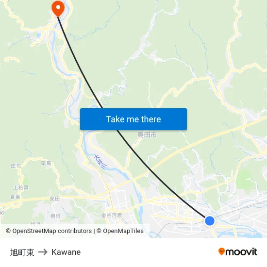 旭町東 to Kawane map