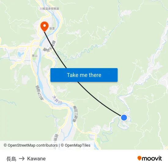 長島 to Kawane map