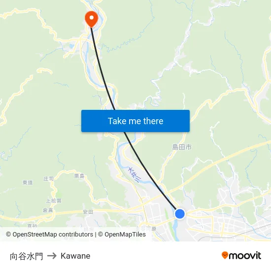 向谷水門 to Kawane map