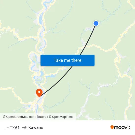 上二俣1 to Kawane map