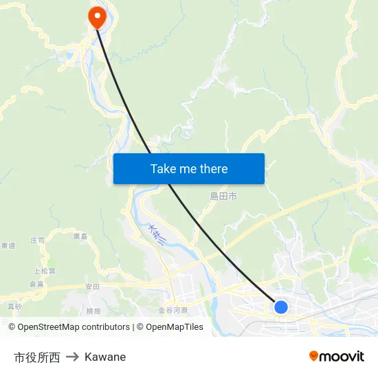 市役所西 to Kawane map