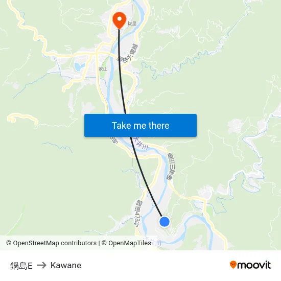 Nabeshima East to Kawane map