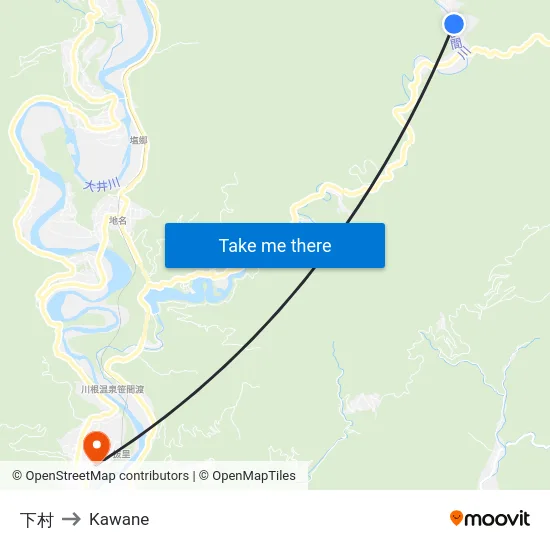 下村 to Kawane map