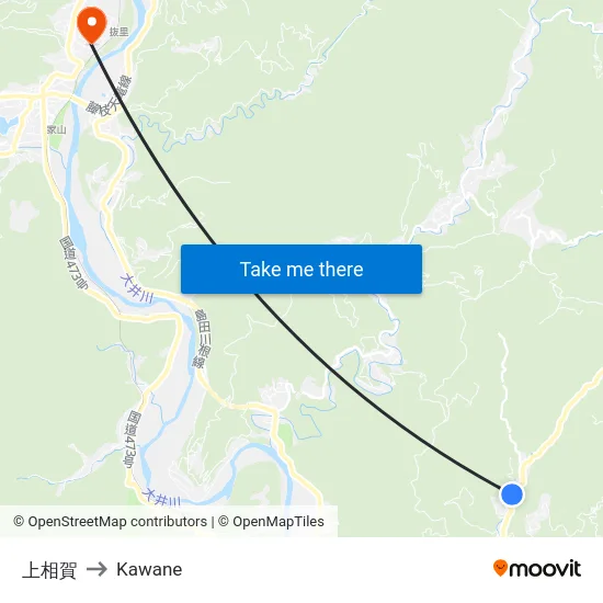 上相賀 to Kawane map