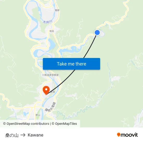 桑の山 to Kawane map