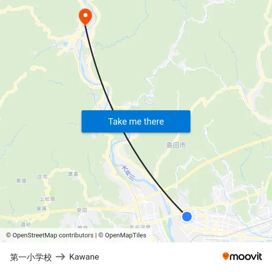 第一小学校 to Kawane map
