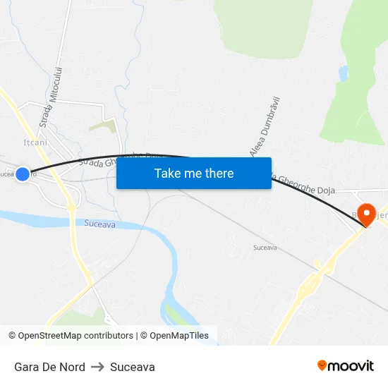 Gara De Nord to Suceava map