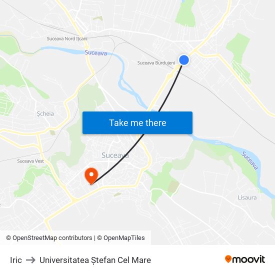 Iric to Universitatea Ștefan Cel Mare map