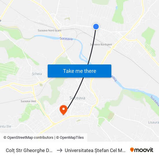 Colț Str Gheorghe Doja to Universitatea Ștefan Cel Mare map