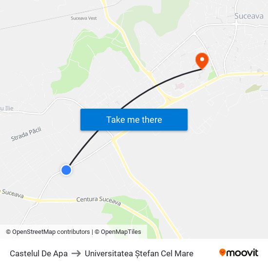 Castelul De Apa to Universitatea Ștefan Cel Mare map