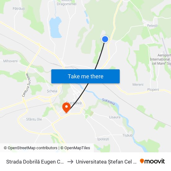 Strada Dobrilă Eugen Centru to Universitatea Ștefan Cel Mare map