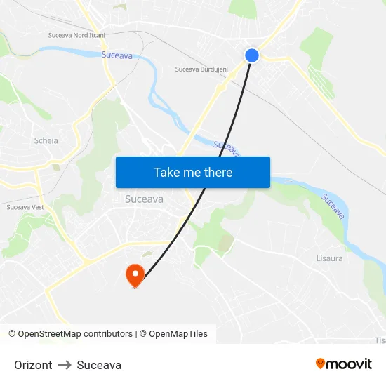 Orizont to Suceava map