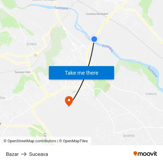 Bazar to Suceava map