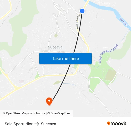 Sala Sporturilor to Suceava map