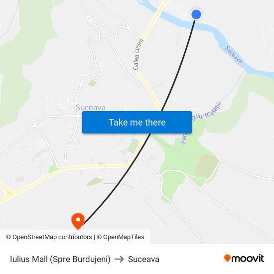 Iulius Mall (Spre Burdujeni) to Suceava map