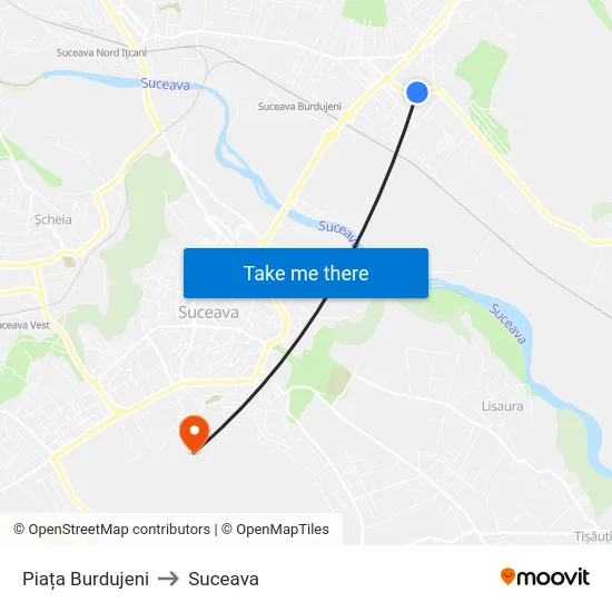 Piața Burdujeni to Suceava map