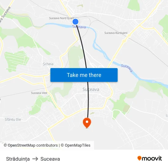 Străduința to Suceava map
