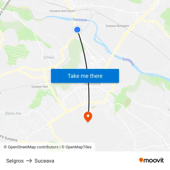 Selgros to Suceava map