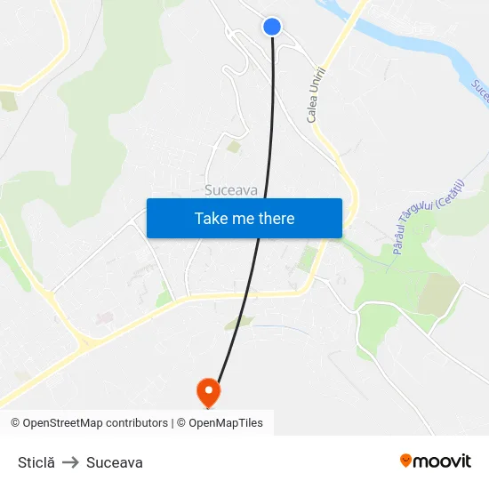 Sticlă to Suceava map