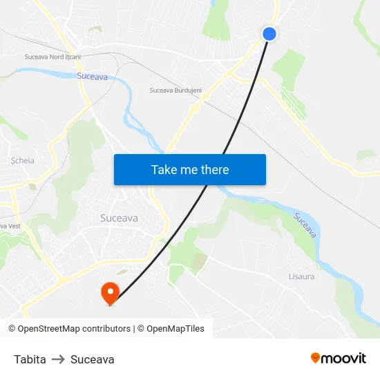Tabita to Suceava map